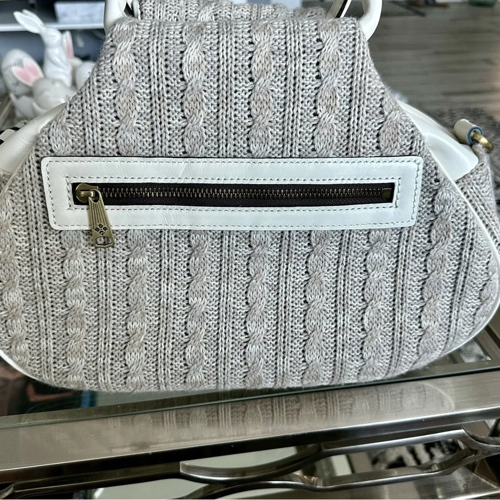 Patricia Nash White and Gray Shoulder Bag with Knit Texture - Picture 10 of 11